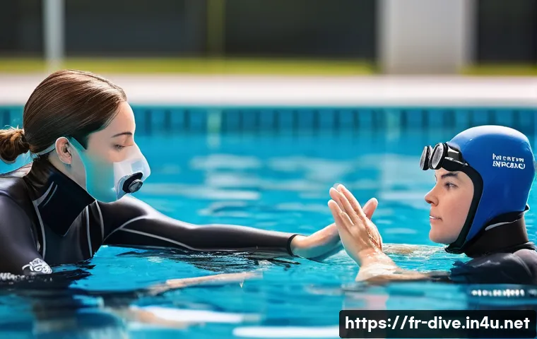 다이빙 강사 강습 성공 사례 - **Prompt 1: The First Breath Underwater**
"A female diving instructor, in her late 20s to early ...