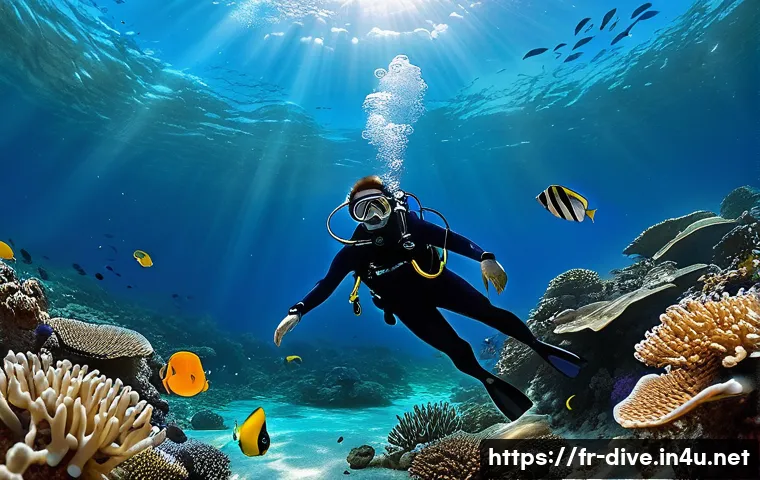 다이빙 강사 국제 인증 절차 - **Prompt: First Dive Wonder**
A highly detailed, photo-realistic image of a young adult (gender-...