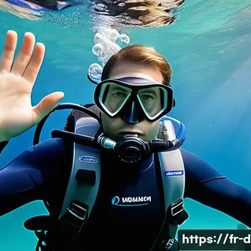 Home 33 다이빙 강사 실기 시험 대비법 - A professional scuba diving instructor underwater with a confident and calm expression, demonstratin...