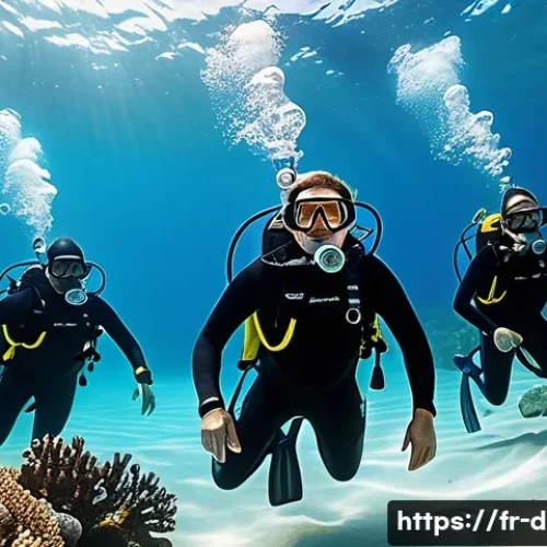 Home 32 다이빙 강사 자격증 취득 과정 - A professional scuba diving instructor leading a diverse group of adult students in a Mediterranean ...